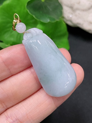 F33894142 Jadeite Auspicious Melon Pendant Total Weight Approx. 14.2g (Non-Gold Inlaid)