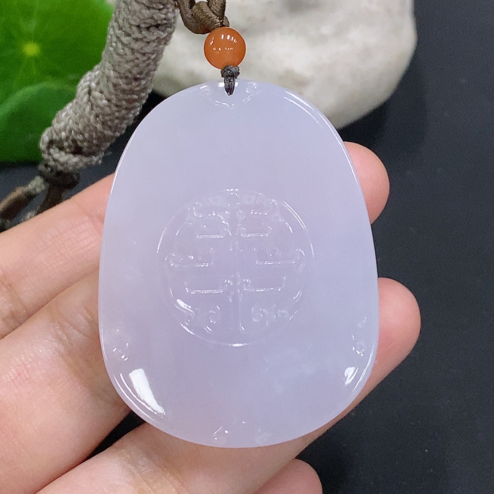 F34000411 Jadeite Antique Pendant Total Weight Approx. 26.15g (Including Cord Weight)