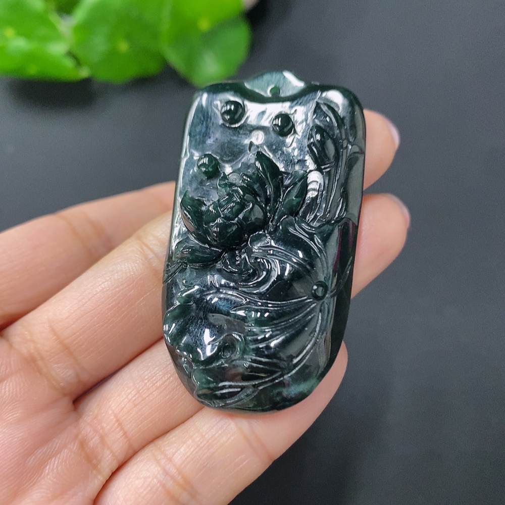 F26968137 Jadeite Pendant Lotus Total Weight Approx. 20.09g
