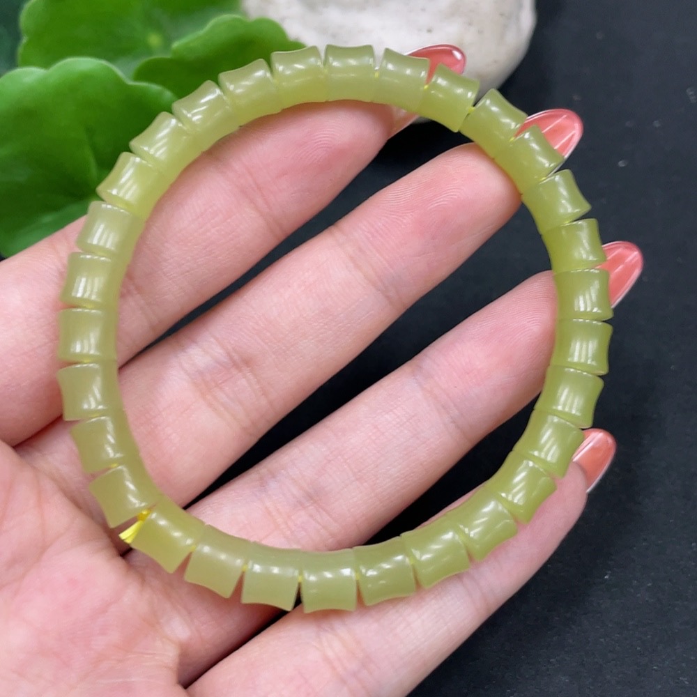 H34062597 Hetian Jade Beaded Bracelet approx. 6.5mm, Total Weight approx. 16.8g
