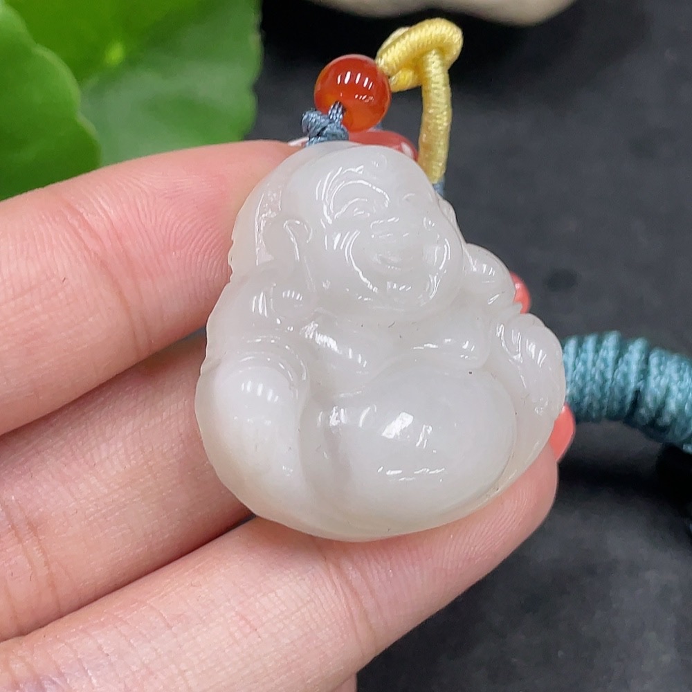 H34979762 Hetian Jade Pendant - Buddha with Other Mineral Components, Total Weight (Including Rope) Approx. 18.8g