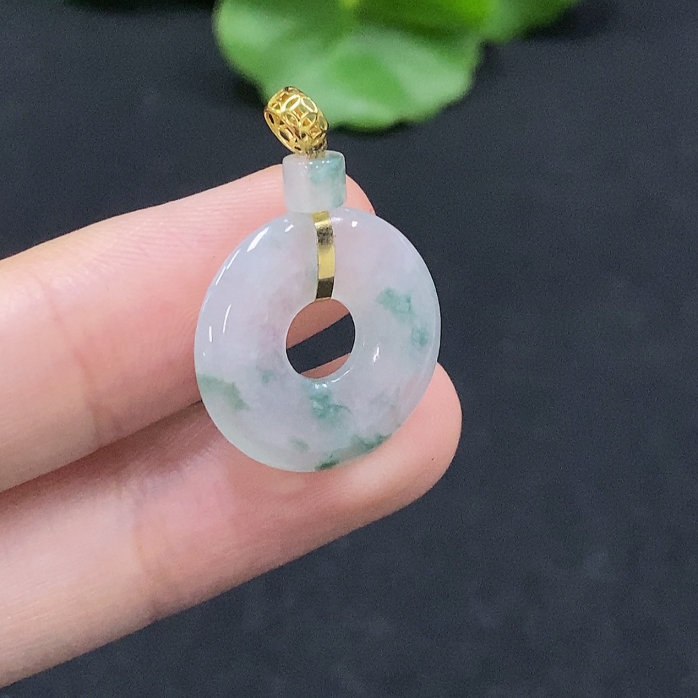 F34028537 Jadeite Donut Pendant 18K Gold Total Weight Approx. 2.3g