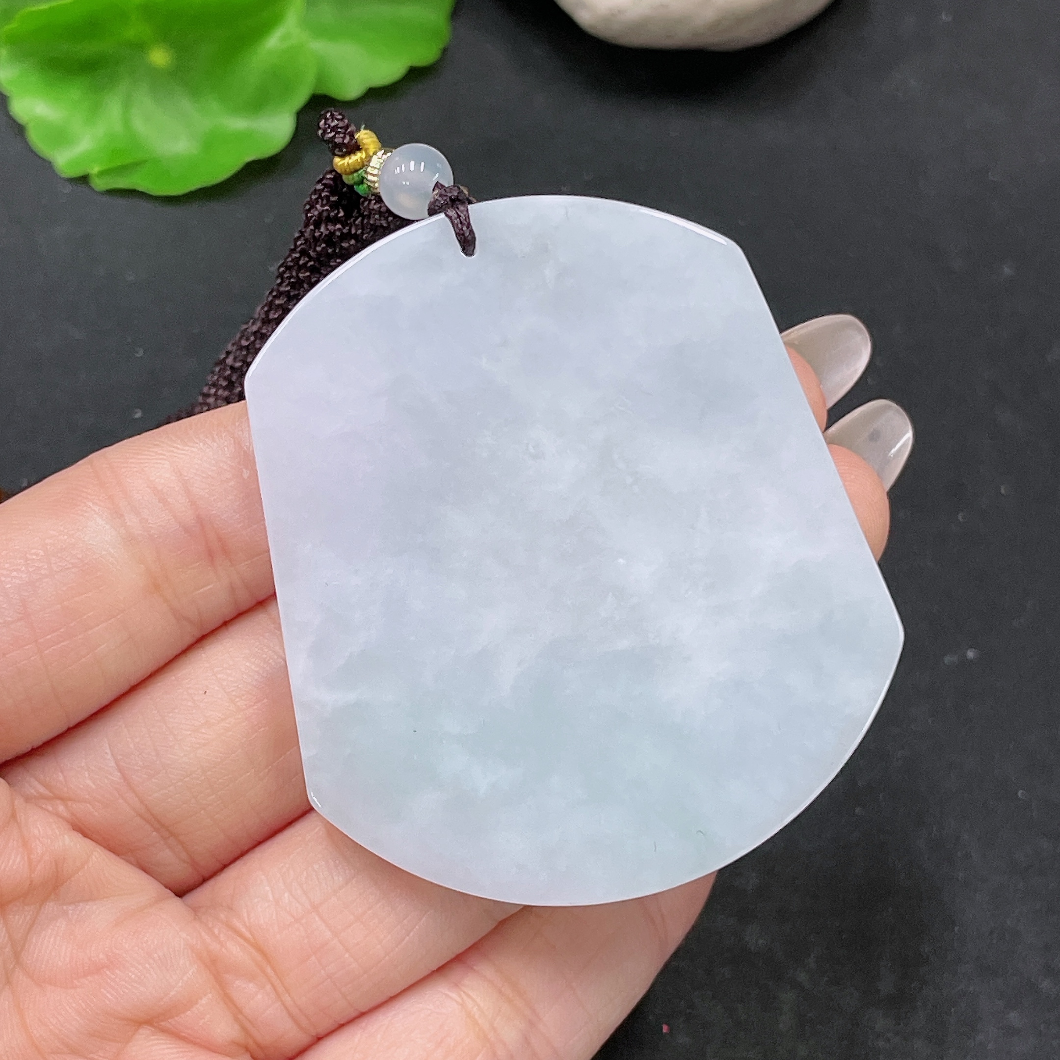 F35138137 Jadeite Plain Pendant with Non-A Beads Including Rope Total Weight Approx.45g