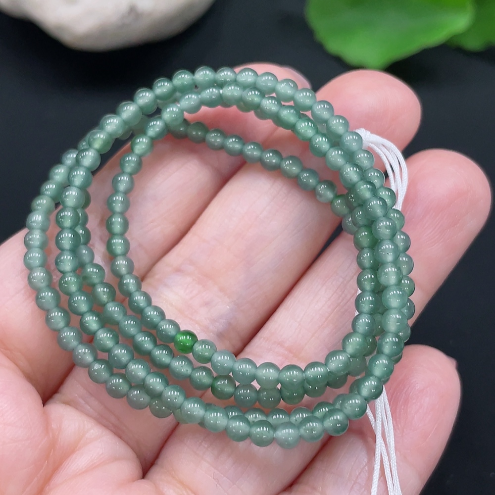 F24737830 Jadeite Bead Necklace Total Approx. Weight 7.79g Size Approx. 3mm