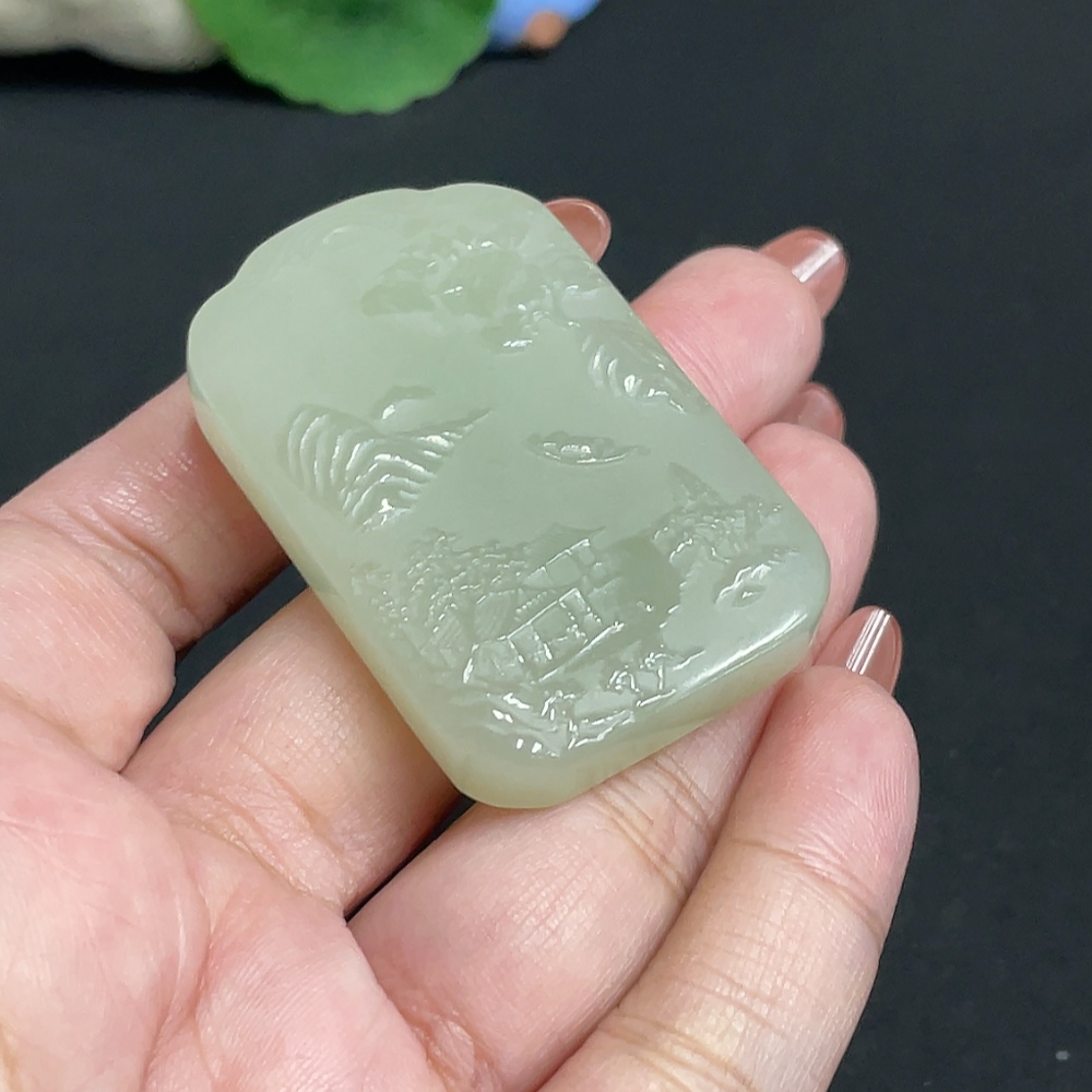 H35101352 Hetian Jade Pendant Guanyin Total Weight Approx. 39.5g