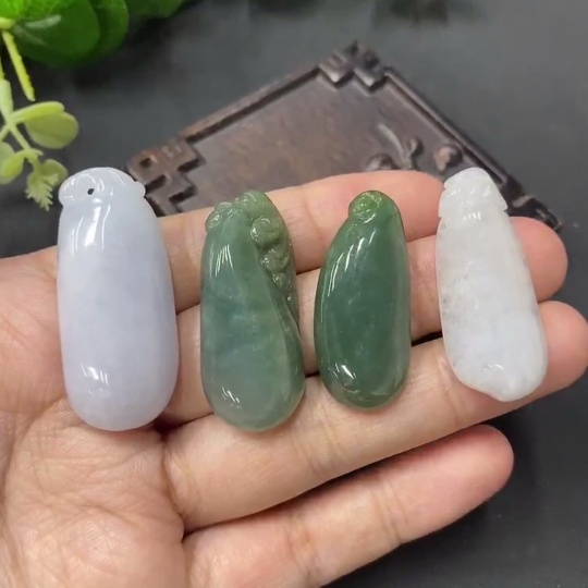 F08140460 Jadeite Blessed Melon Pendants Sell as a Lot