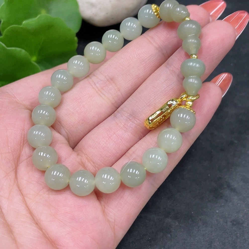 H34015933 Hetian Jade Bracelet, Approx. 7.8 mm, Total Weight Approx. 18.5g, Non-Gold