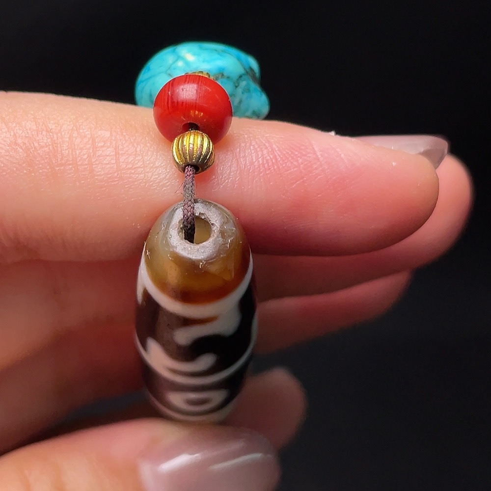 W33937465 Dzi bead pendant, total weight approximately 52.3g, size about 57.9mm