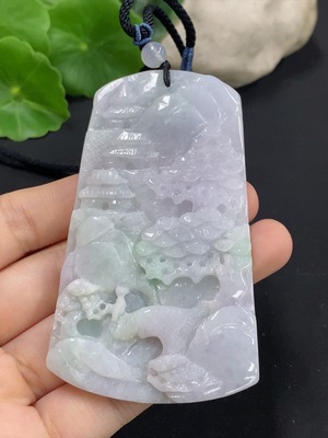 F41936135 翡翠山水挂件 货品总重约62.84g