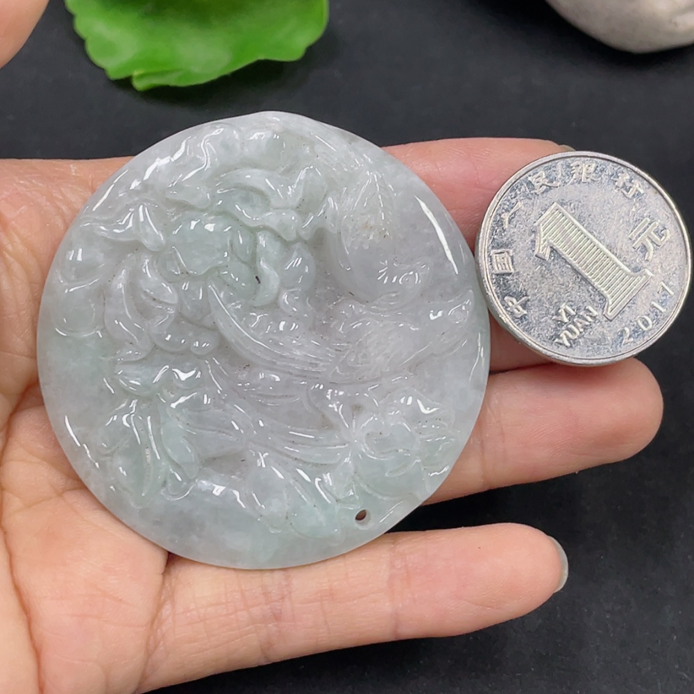 F30499774 Jadeite Pendant, Blossom of Wealth and Honor, Total Weight Approx. 28.87g