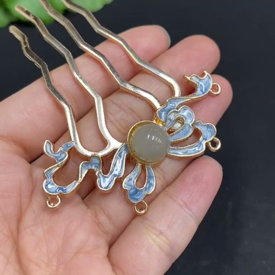 H34969938 Hetian Jade Hairpin    Approx. 9.4mm    Non-gold Inlaid    Total Weight Approx. 8.6g