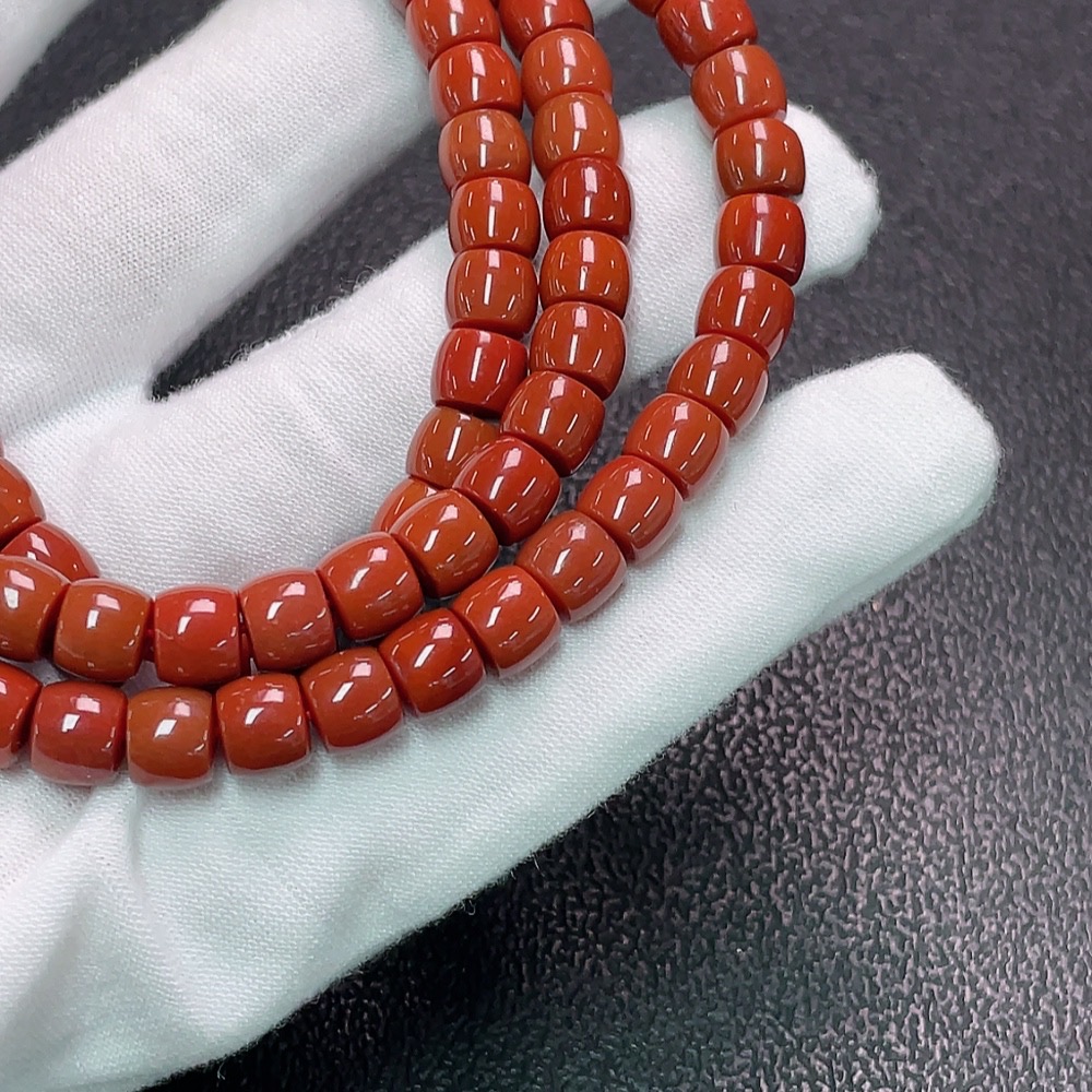 C34950088 Red Agate Bead Necklace (Non-Gold, Visible Organic Matter, Total Weight Approx. 60.38g, Bead Size 7mm)