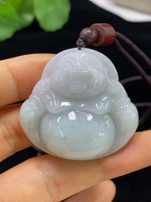 F34044221 Jadeite Buddha Pendant Total Weight Approx. 25.64g (Including Rope Weight)
