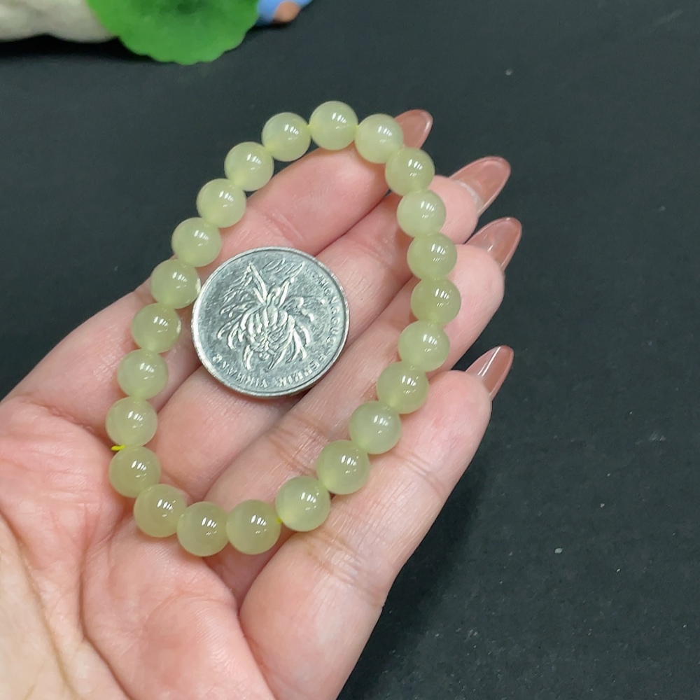 H35101418 Hetian Jade Bracelet Approx. 7.6mm Total Weight Approx. 17.2g