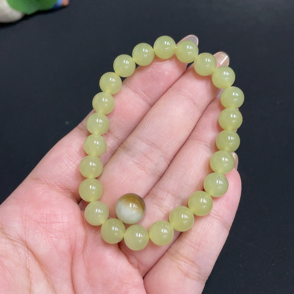H31677168 Hetian Jade Bracelet Loose Beads Approx. 7.8 mm Total Weight About 19.3g