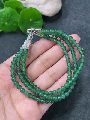 F34030445 Jadeite Bead Necklace Non-Gold Total Weight Approx.19.3g Size Approx.4.4mm