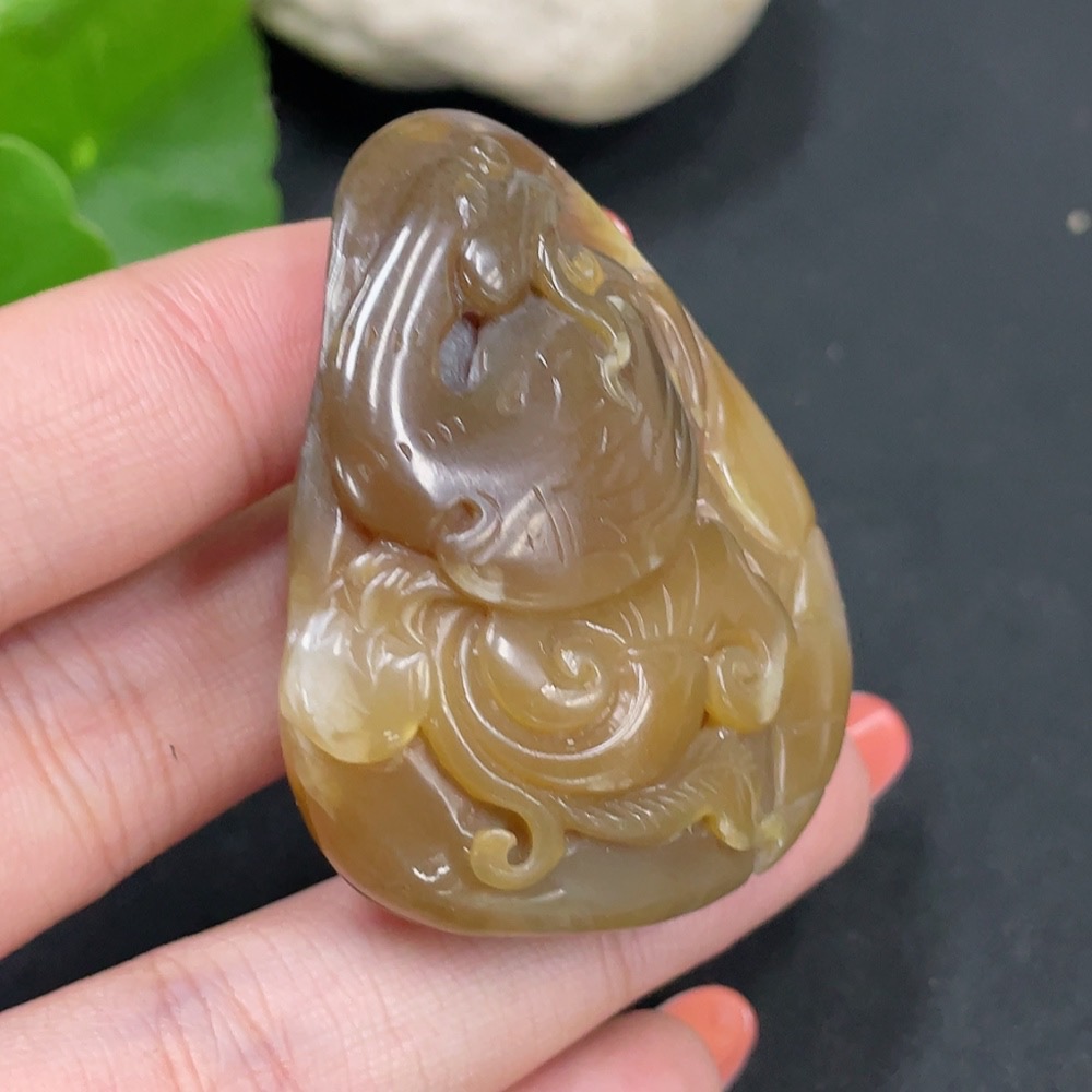 H34026591 Hetian Jade Pendant Swan Total Weight Approx. 37.3g