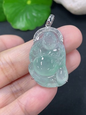 F41906725 翡翠镶嵌佛公吊坠 Pt91% 货品总约重6.95g