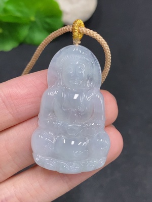 F35078161 Jadeite Guanyin Pendant, total weight including cord approximately 11.6g