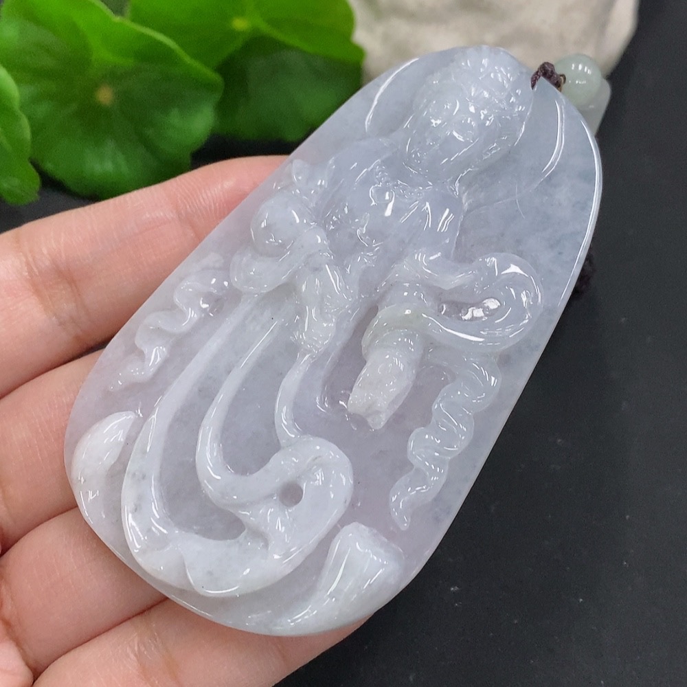 F35106587 Jadeite Guanyin pendant, total weight approximately 56g (including rope weight), matching beads not jadeite