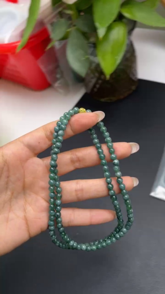 F39611632 Jadeite Bead Necklace Non-Gold Total Weight Approx. 27g Size About 4.8mm