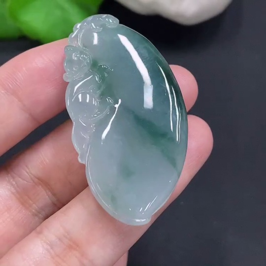 F30451047 Jadeite Fu Gua Pendant, Total Weight Approx. 14g