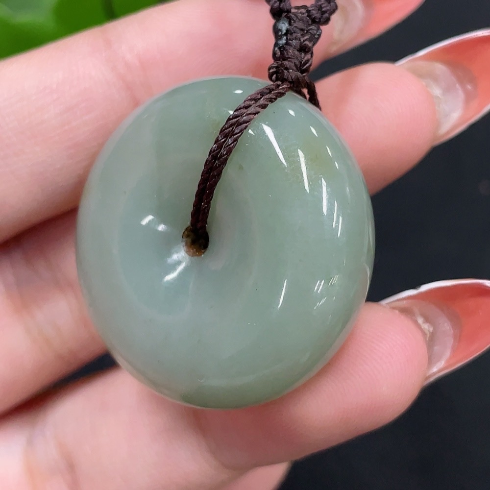 H34017694 Hetian Jade Pendant - Peace Buckle with Other Mineral Components, Beads Not Hetian Jade, Total Weight (Including Rope) Approx. 27.2g