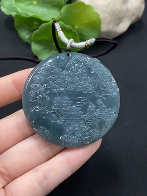 F35114615 Jadeite Landscape Pendant Total Weight Approx. 32.22g