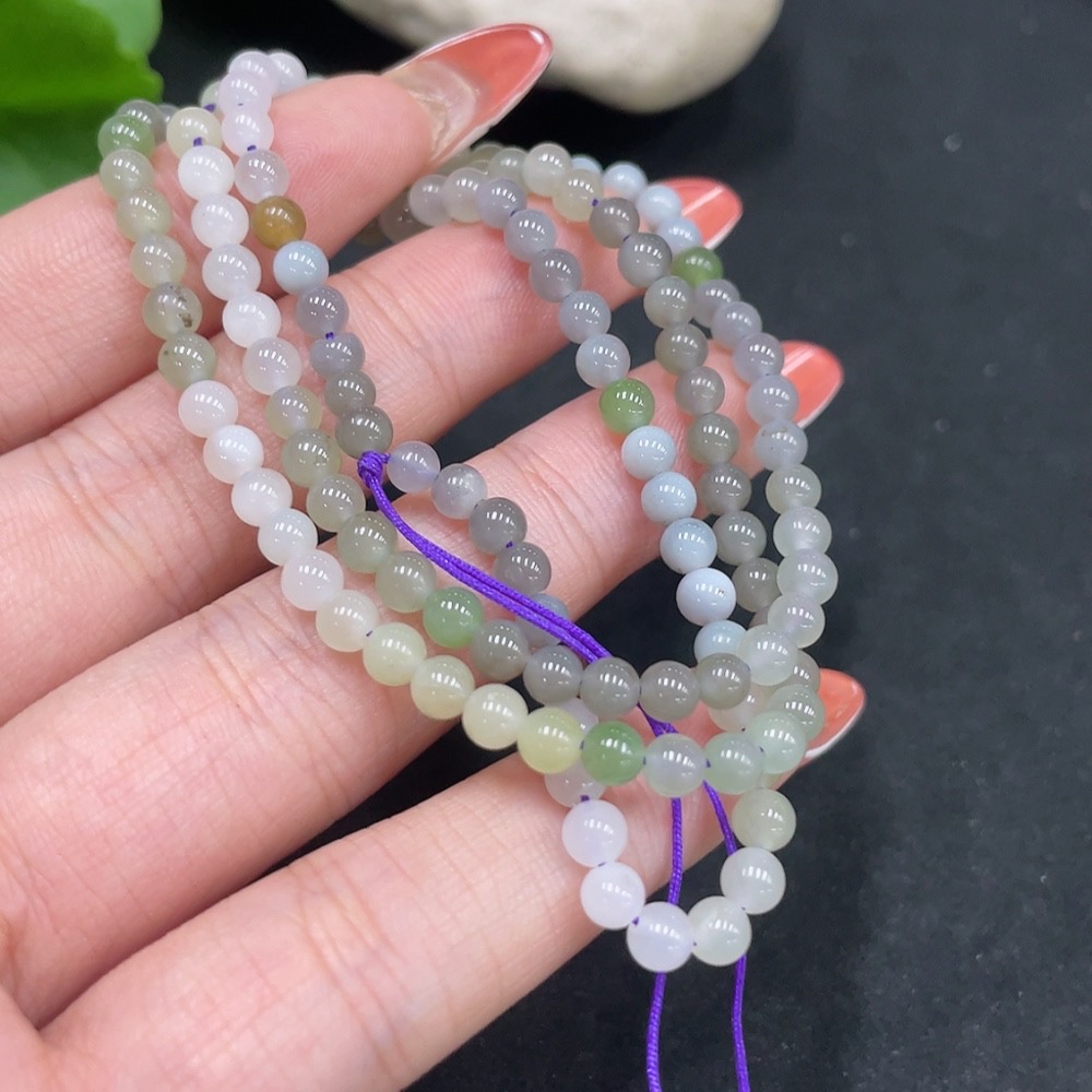 H34053225 Hetian Jade Bead Necklace Approx. 4mm Total Weight Approx. 11.9g