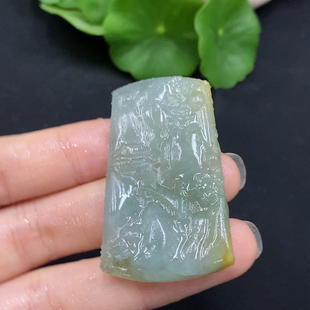 F28280194 Jadeite Landscape Pendant Total Weight Approx. 14.02g Unpolished Undetermined Color Origin