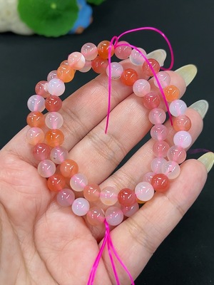 H41946988 盐源玛瑙手串 卡7.2mm左右 仅红色 货品总重约25.8g