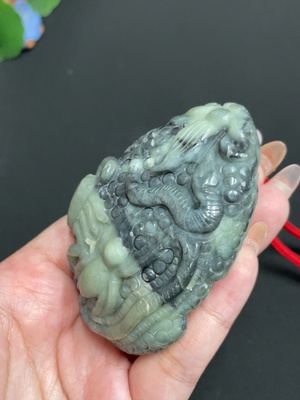 H32766911 Hetian Jade Handheld Ornament - Three-Legged Golden Toad