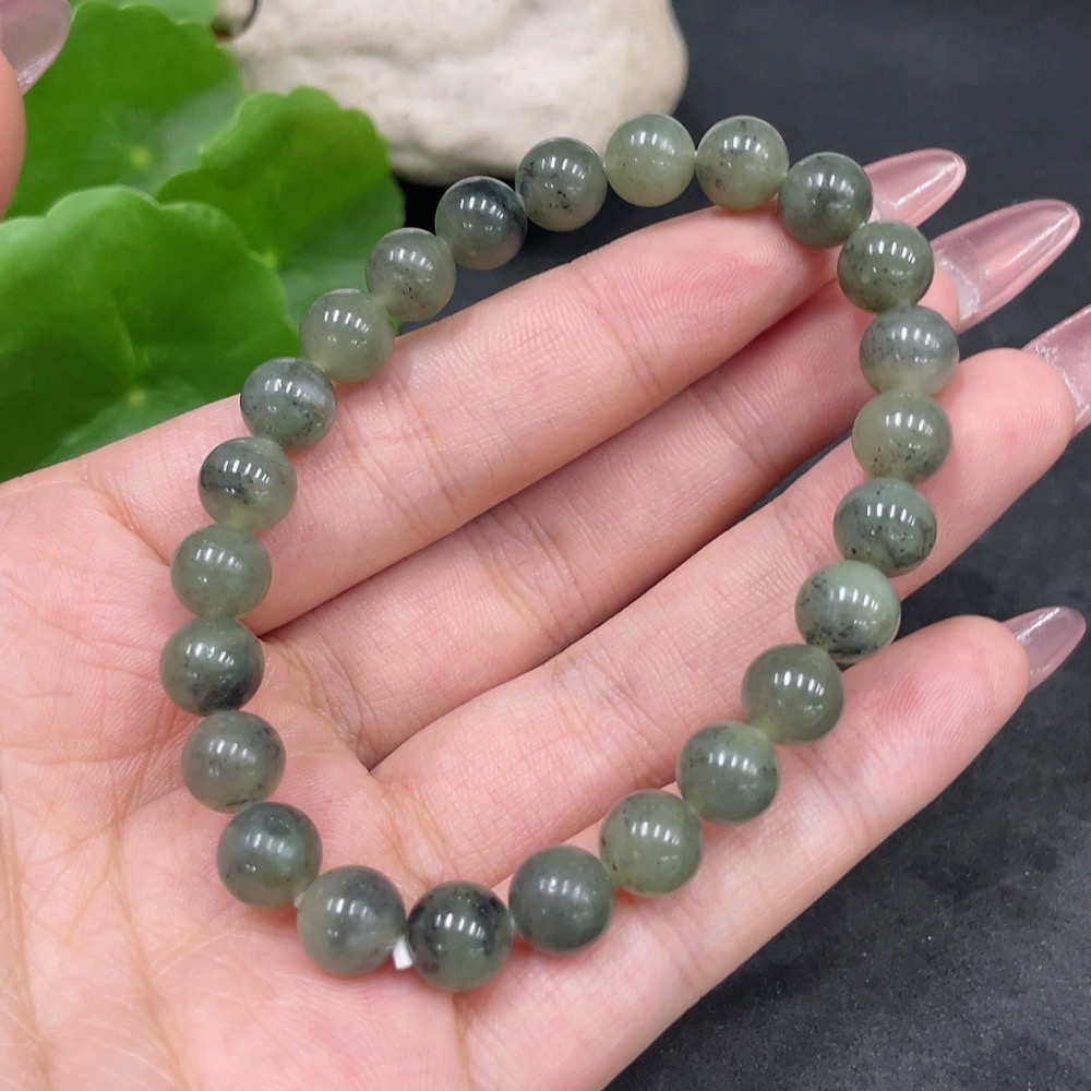 H33898265 Hetian Jade Bracelet Approx.7.7mm Total Weight Approx.18.6g