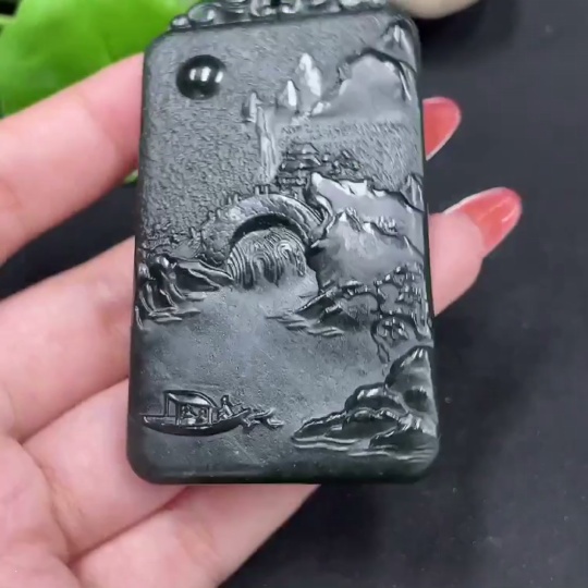 H34026040 Hetian Jade Pendant - Landscape Plaque, Total Weight Approx. 59.1g