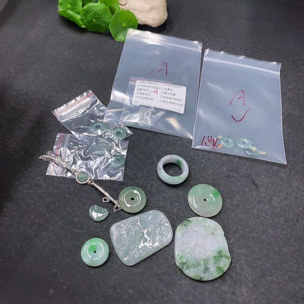 F34075895 Jadeite Inlaid Hairpin Non-gold Total Weight Approx. 22.22g