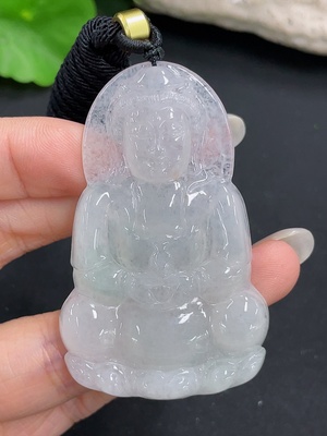 F42969975 翡翠挂件 观音 含绳货品总重约26.09g