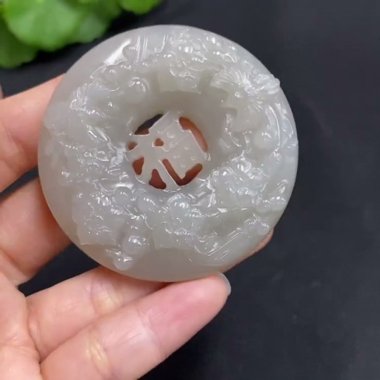 H29428822 Hetian Jade Pendant, Joy on the Brows, Total Weight Approx. 54.5g