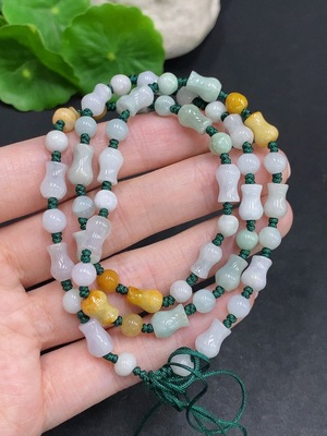 F34022667 Jadeite Bead Necklace Total Weight Approx. 22.8g Yellow Beads Not Jadeite