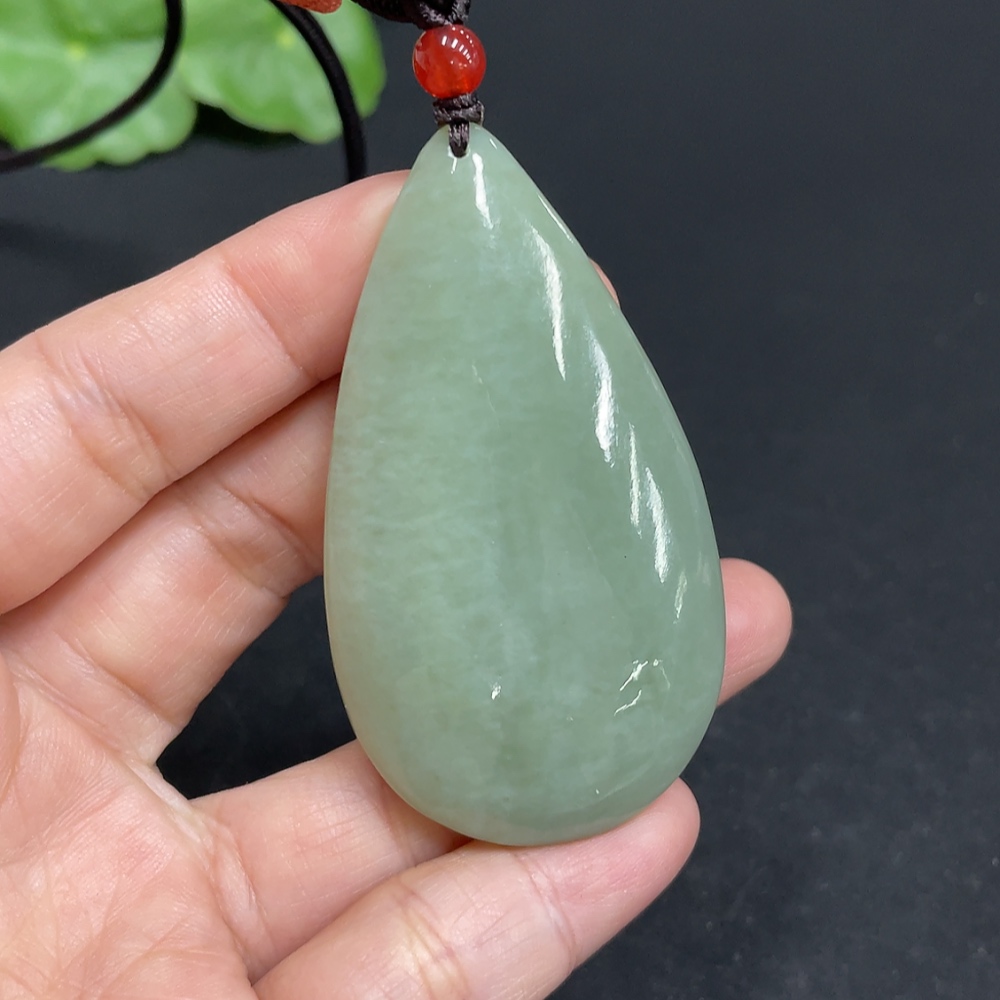 H34052977 Hetian Jade Pendant, Water Drop, Total Weight (including rope) Approx. 37.6g