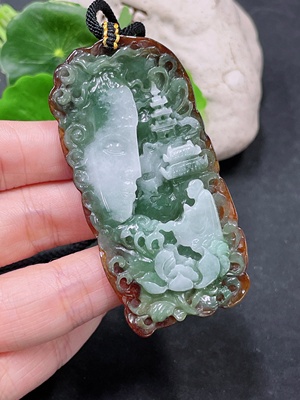 F33864697 Jadeite Pendant, Color Origin Undetermined, Total Weight Including Rope Approximately 31.3g