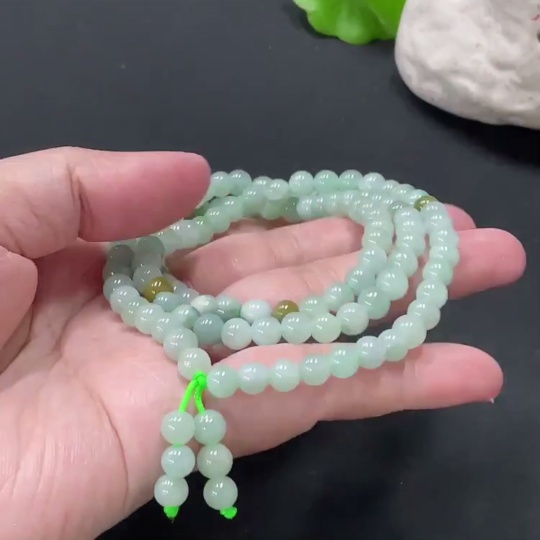 F35145843 Jadeite Beaded Necklace, Approx. 5.8mm, Total Weight Approx. 37.55g