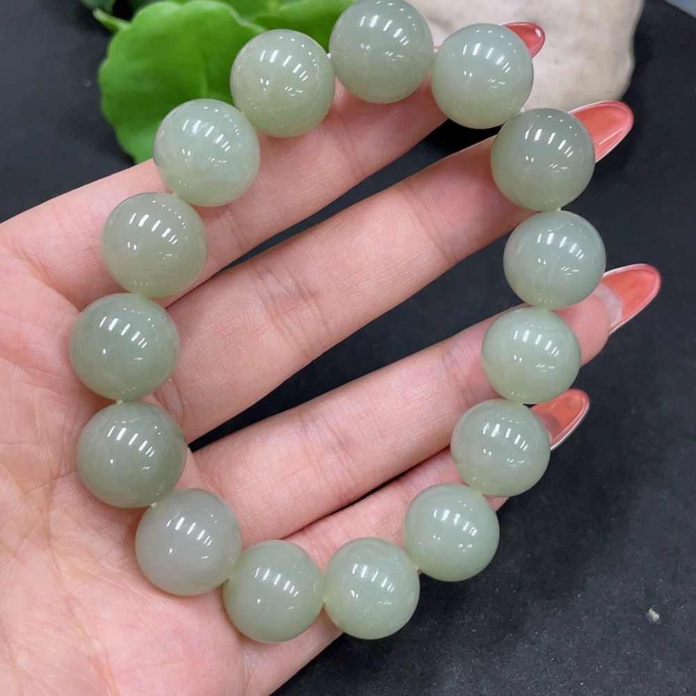 H35084451 Hetian Jade Bracelet, approx. 13.7mm, total weight approx. 63.4g