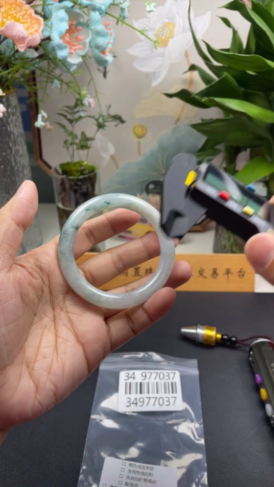 F34977037 Jadeite Round Bangle, Total Weight Approx. 47.9g, Size 55.1, with Breakage/Defects