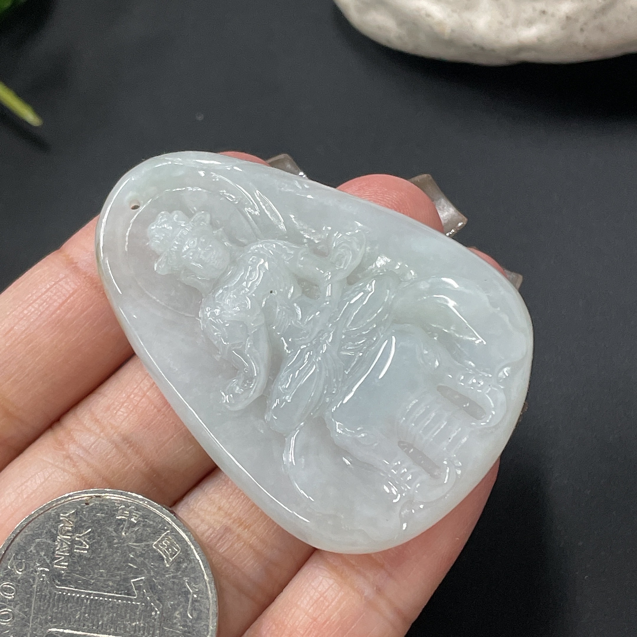 F12294013 Jadeite Samantabhadra Bodhisattva Pendant