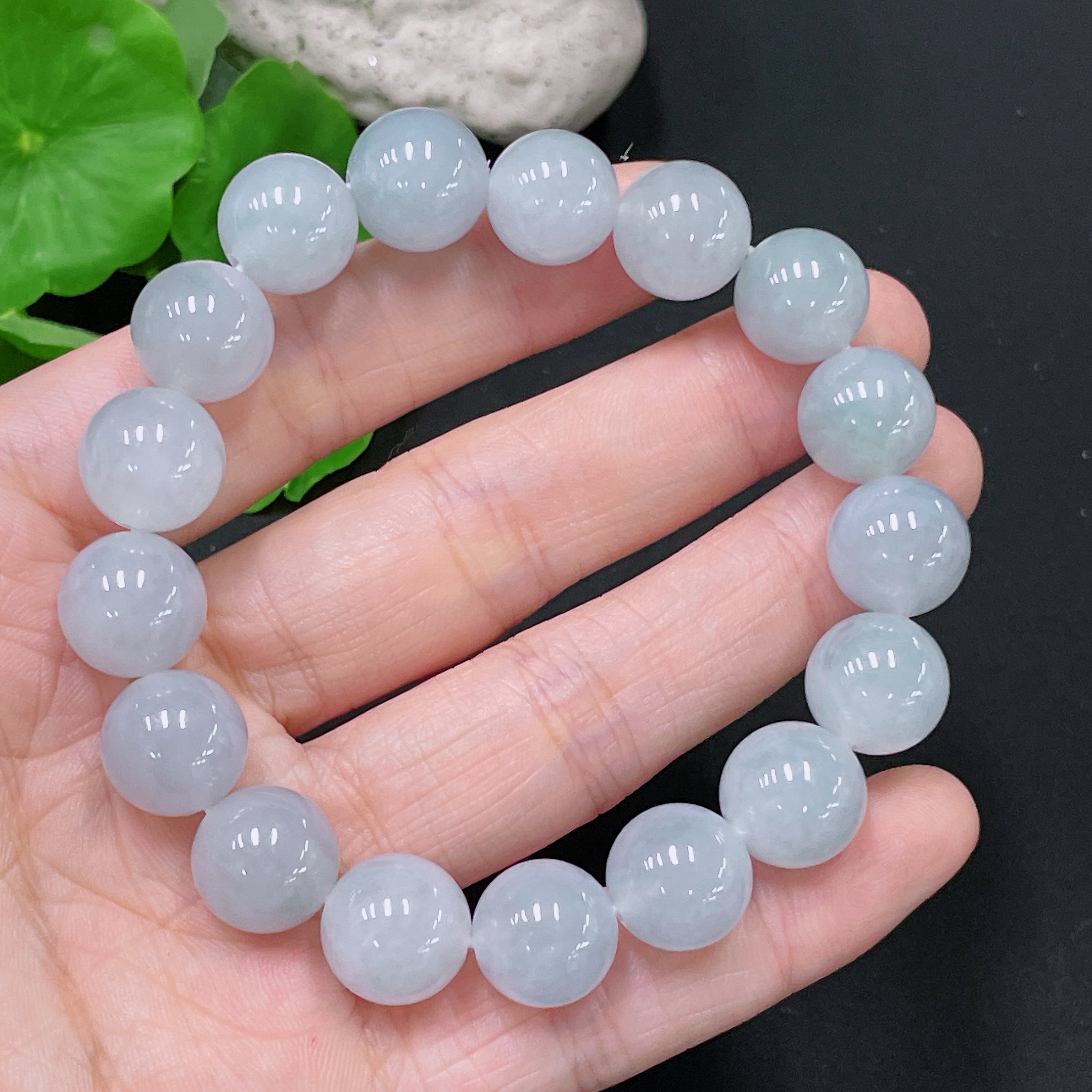 F33865617 Jadeite Bead Bracelet Approximately 12mm Total Weight About 51.55g