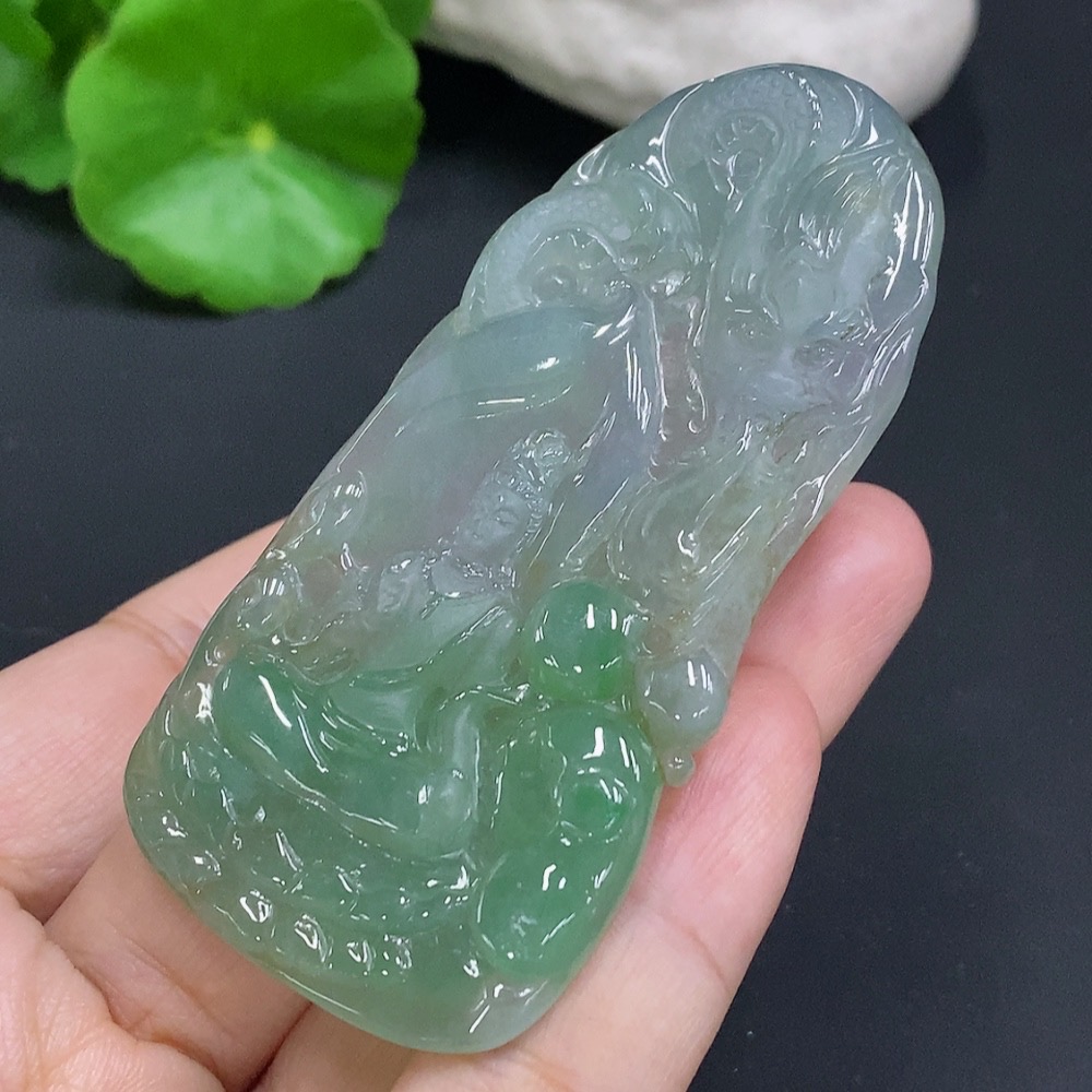 F26971853 Jadeite Dragon-Keeper Guanyin Pendant