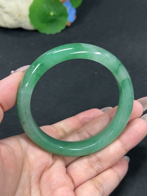 H41843721 非洲翠(独龙玉)正圈手镯 圈口60.3 货品总重约51.4g