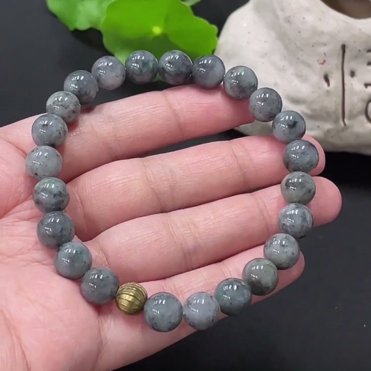 F34978300 Jadeite Bracelet with 8.7mm Beads, Total Weight Approx. 29.4g, Non-Gold Matching Beads