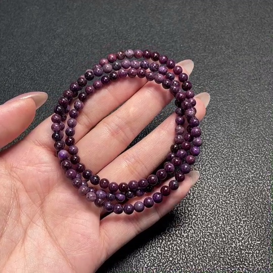 C34009644 Sugilite Bead Strand (with mineral inclusions)