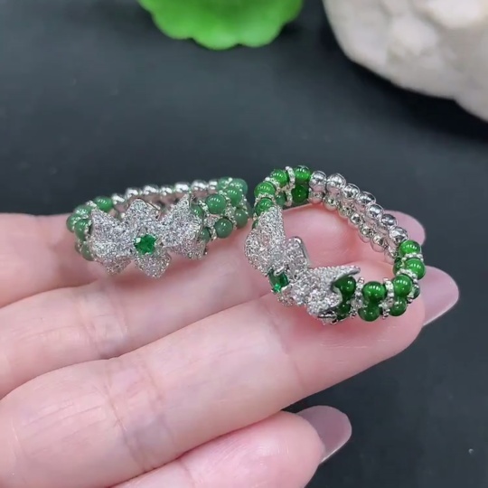 F28224869 Jadeite Ring Set Sell as a Lot Size 17 Non-Gold Inlaid